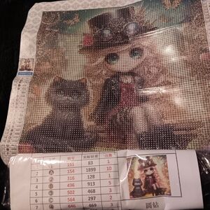 Diamond Painting Kit with Girl and Cat 20x20